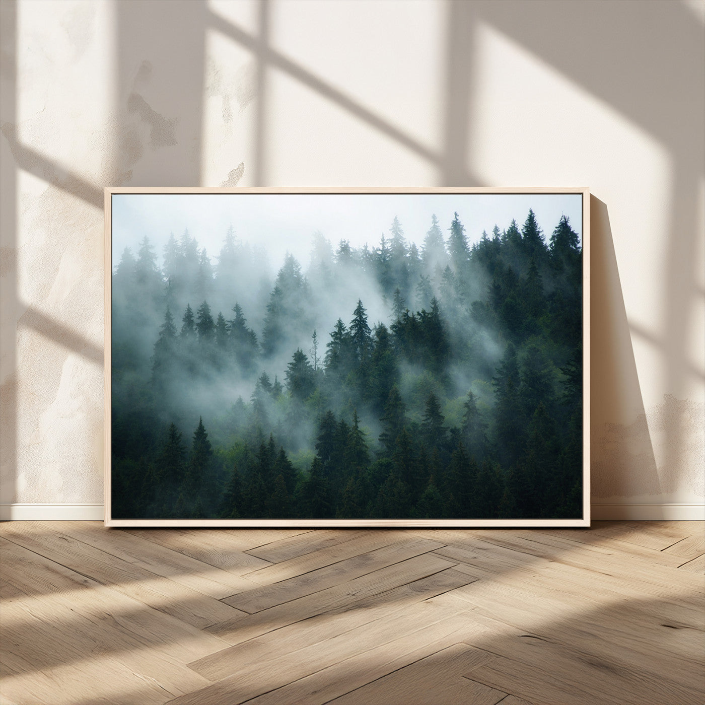 MGV-FC-36X24 - Foggy Forest 3-Panel Canvas Wall Art | Large Giclée Nature Scene Print for Living Room, Office, or