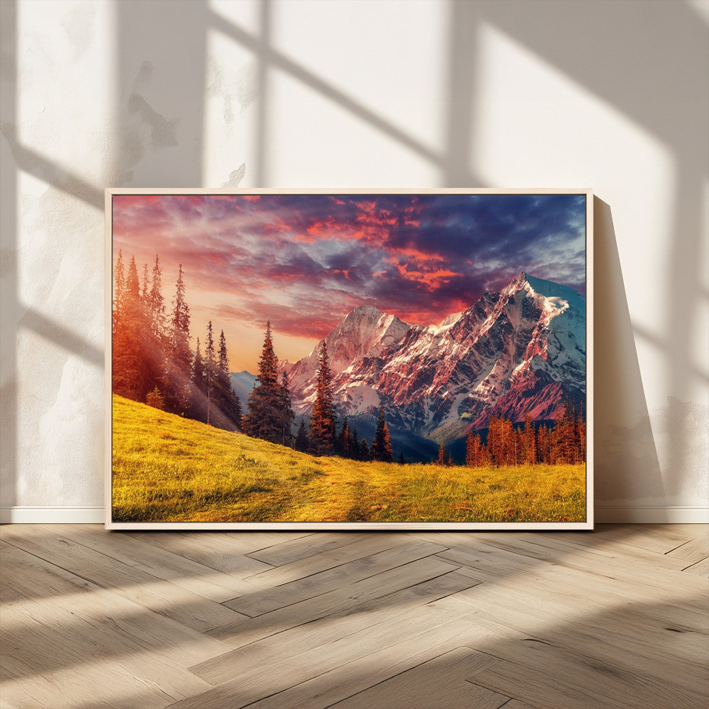 MGV-FC-36X24 - Mountain and Daylight Red Sunset Wall Art Canvas Print