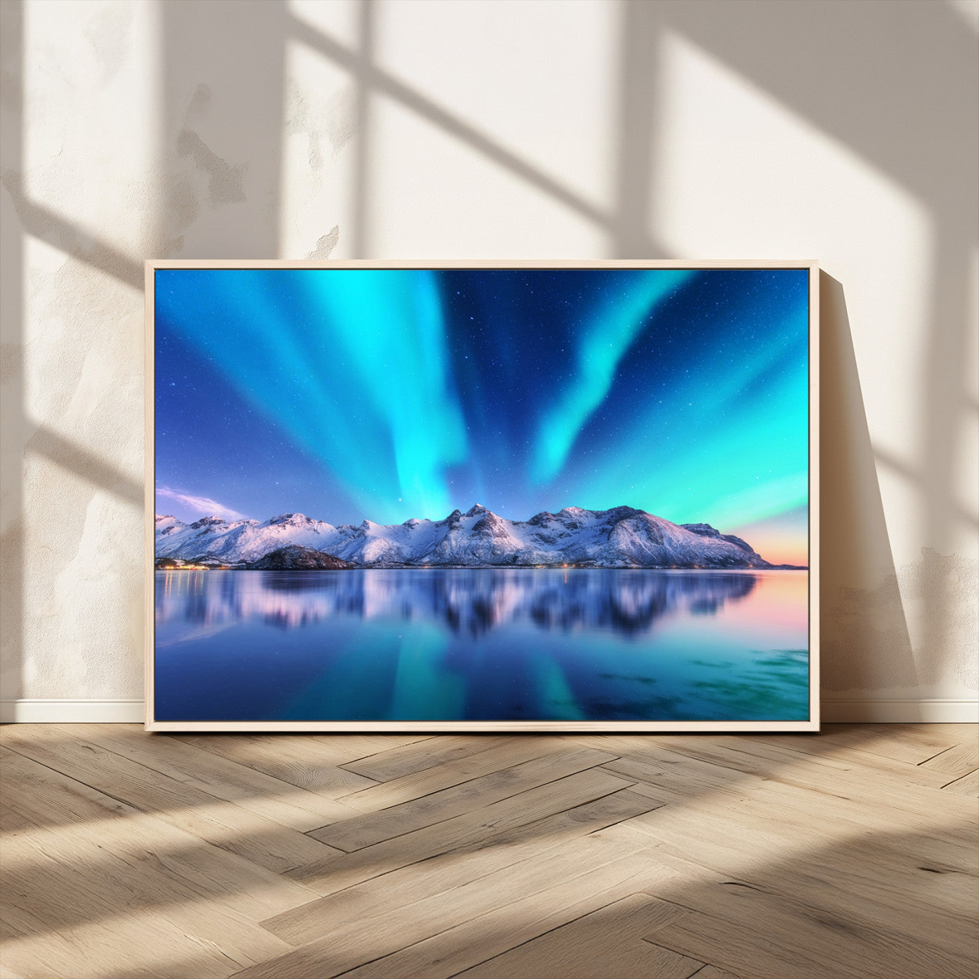 MGV-FC-36X24 - Northern Lights above Mountain Wall Art, Northern Lights Wall Art Canvas Print