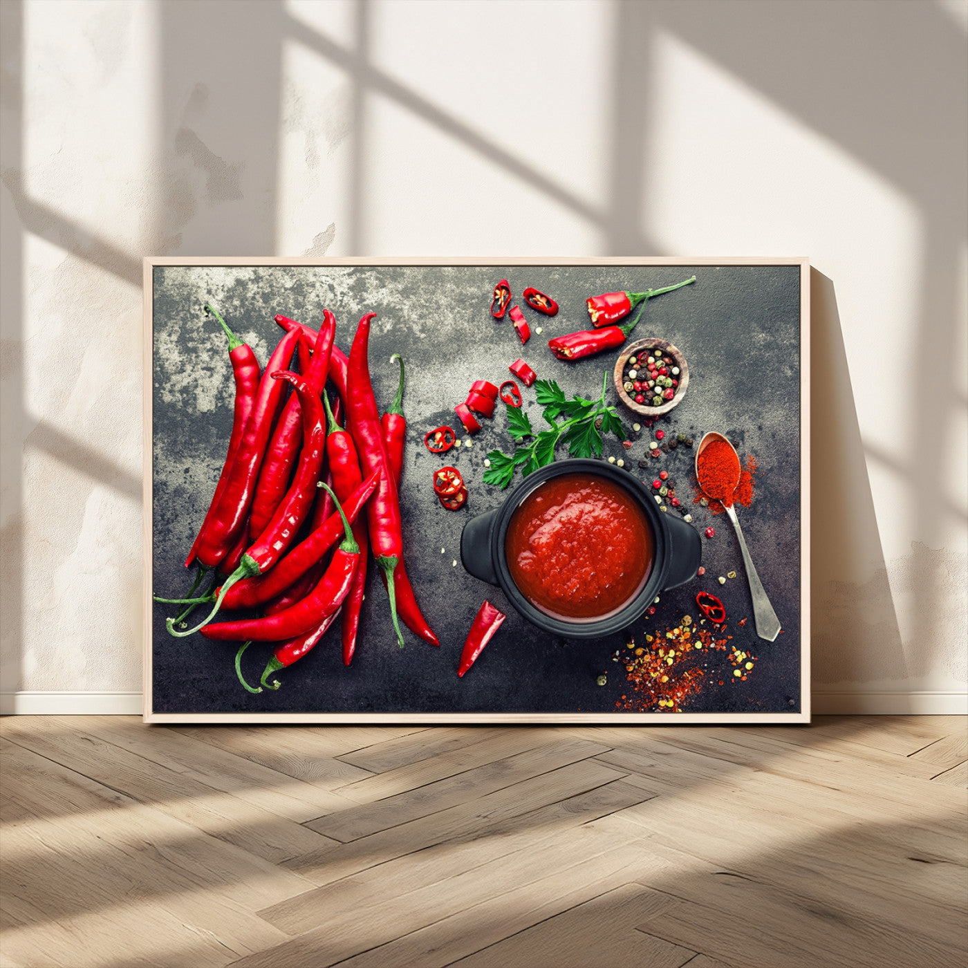 MGV-FC-36X24 - Red Chili Peppers Wall Art Kitchen Artwork Canvas Print