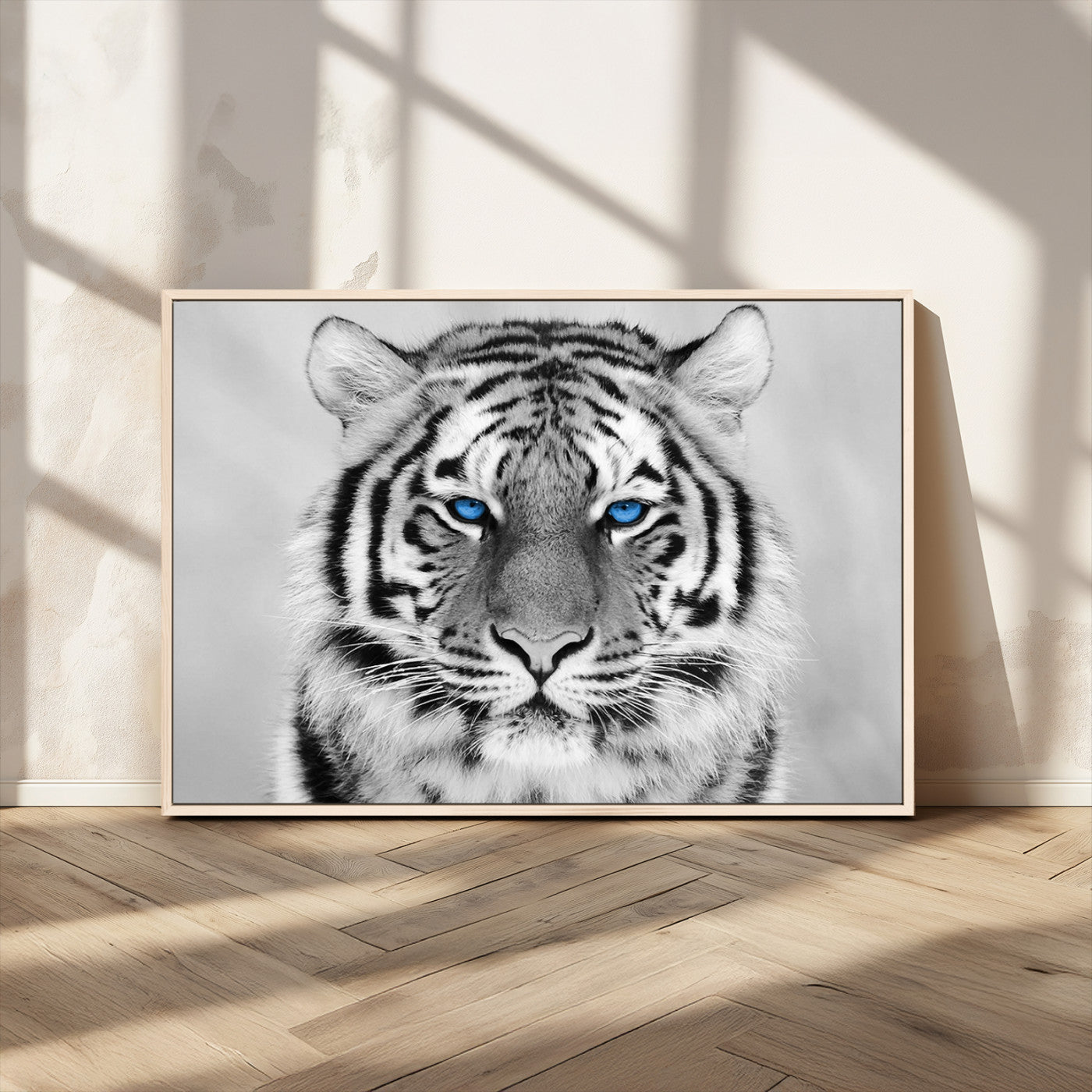 MGV-FC-36X24 - Black and White Tiger Wall Art Animal Canvas Print