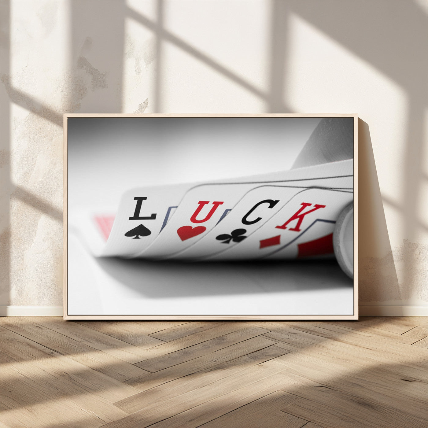 MGV-FC-36X24 - Framed Luck Poker Cards Canvas – Modern Triptych Wall Art, Ready to Hang for Game Rooms