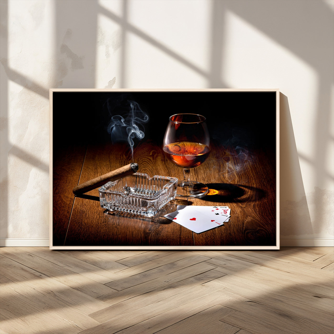 MGV-FC-36X24 - Whiskey Cigar Wall Art Canvas Print Kitchen Wall