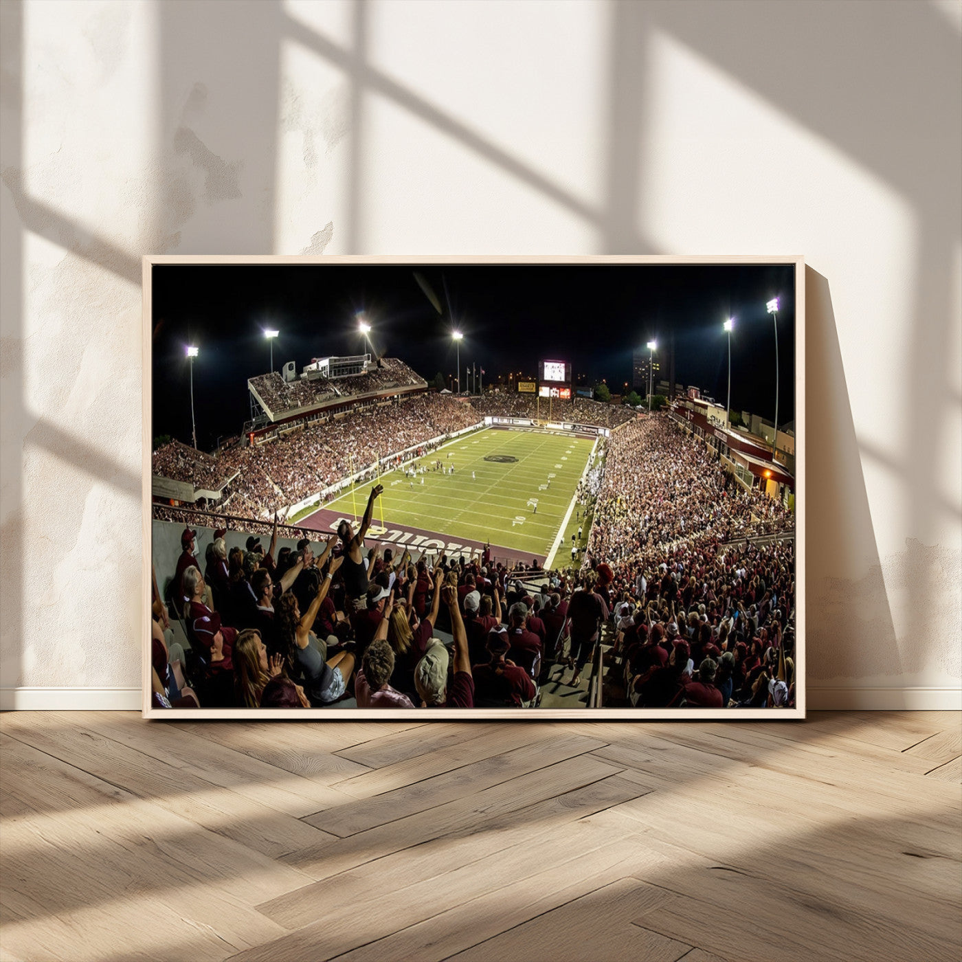 -Washington-Grizzly Stadium Canvas Wall Art – Exciting Game Night Atmosphere Captured in Panoramic