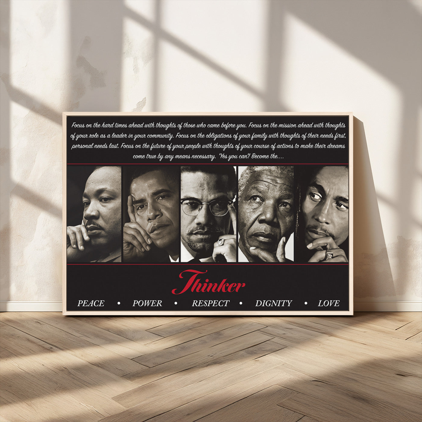 MGV-FC-36X24 - Thinkers of Wall Art Canvas Print - Inspirational Wall Art Featuring Icons of Peace, Power, and
