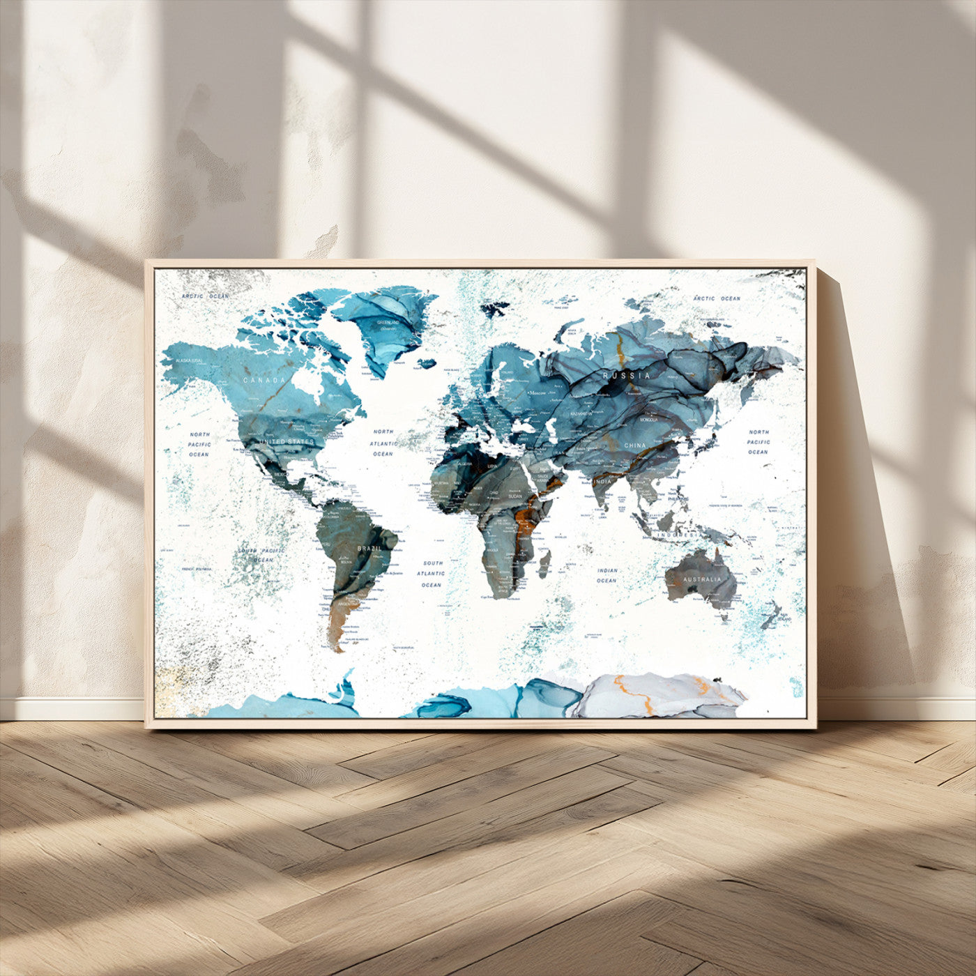 MGV-FC-36X24 - Push Pin World Map Canvas Print – Framed Wall Art for Couples to Track Their Travels – Anniversary