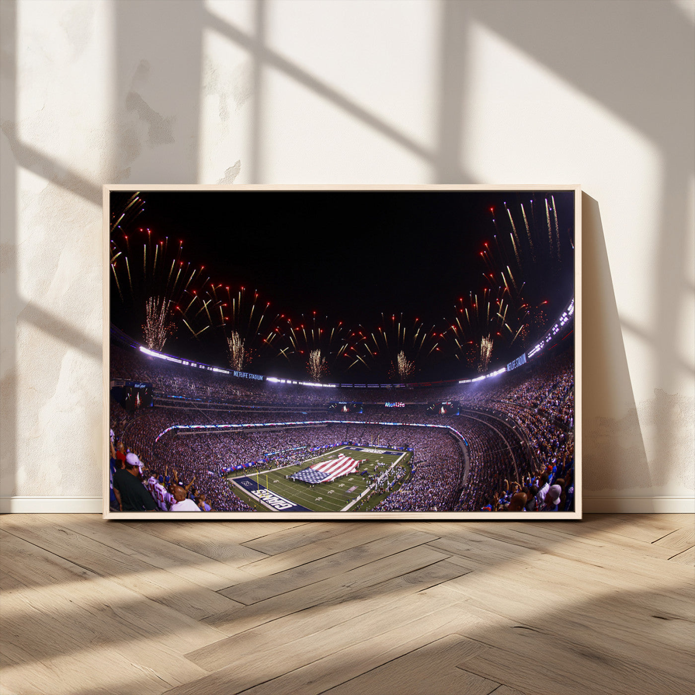 MGV-FC-36X24 - New York Giants Football Team Print - East Rutherford MetLife Stadium Wall Art Canvas Print