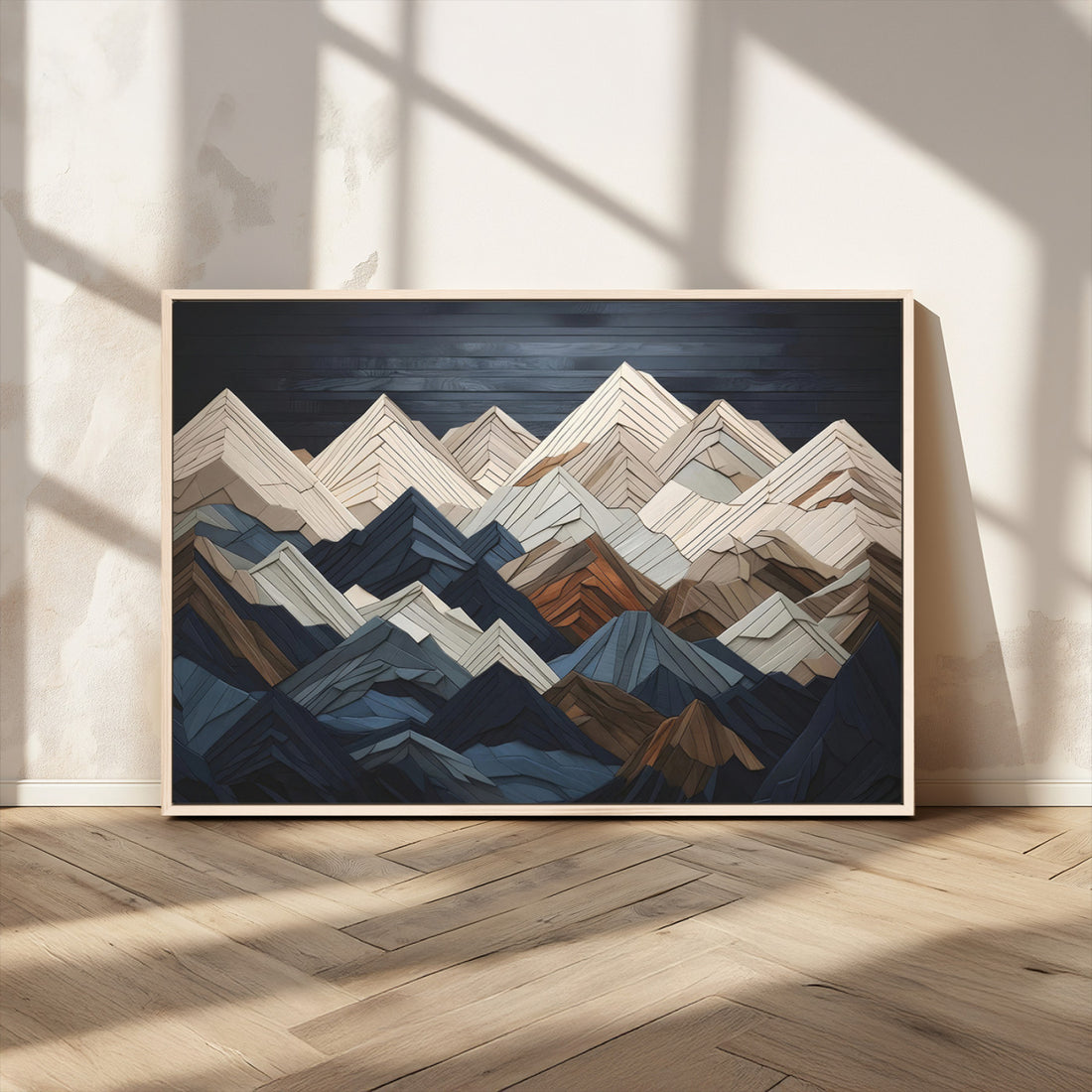 Mountain Wall Art, Modern Geometric Landscape Canvas Print, Abstract Nature Inspired Decor