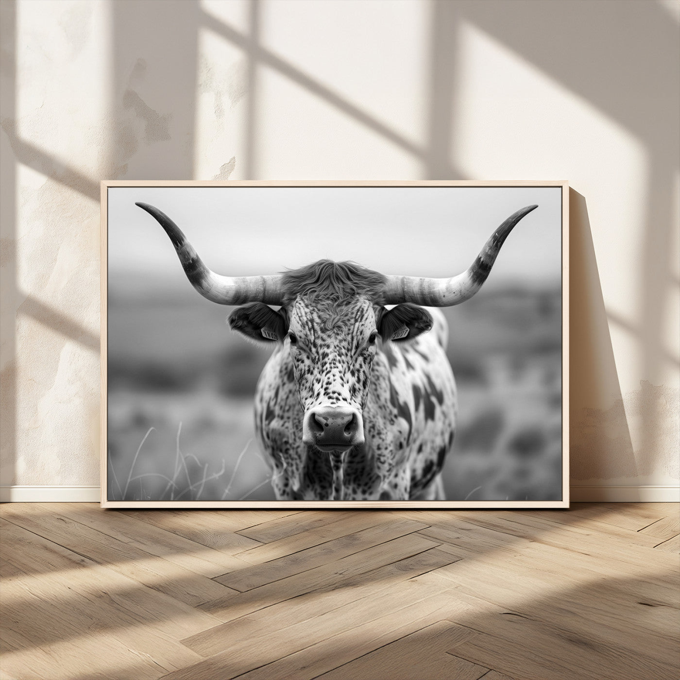 MGV-FC-36X24 - Texas Cow Longhorn Wall Art Canvas Print for Farm House Wall Decor, Farmhouse Wall Art Print