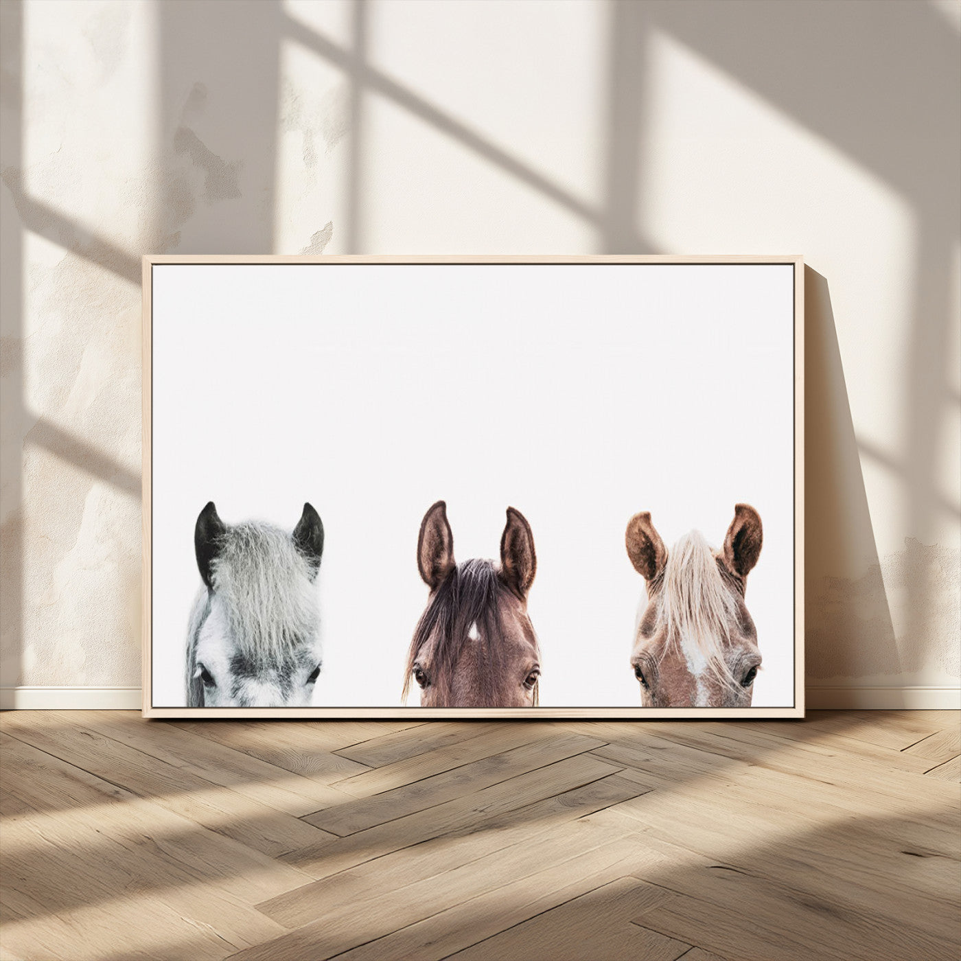 MGV-FC-36X24 - Horse Wall Art - Minimalist Horse Triptych Wall Art – Modern 3-Panel Giclée Canvas Featuring Horse