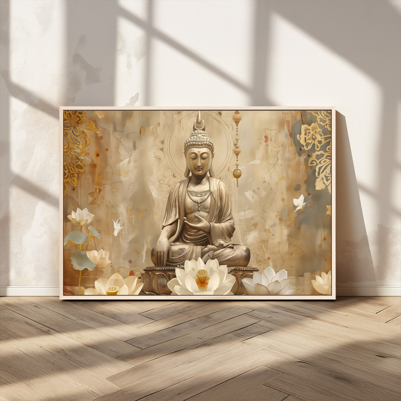 MGV-FC-36X24 - Buddha Wall Art Canvas Print, Buddha Meditation Room Decor, Yoga Room Wall Decor