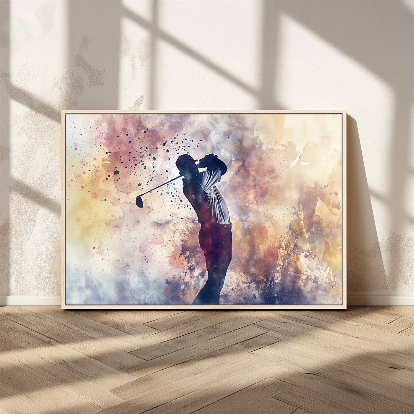 MGV-FC-36X24 - Abstract Watercolor Golf Player Wall Art Canvas Print