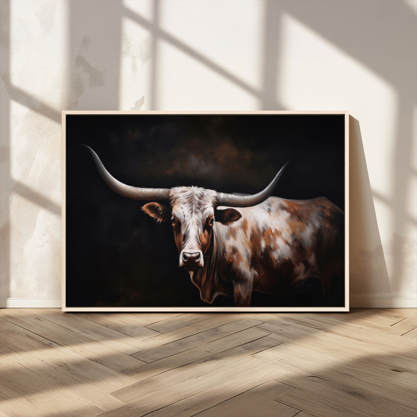 82543-MGV-CV-36X24-Texas Longhorn Wall Art Canvas Print | Western Ranch Decor | Bold Rustic Cattle Artwork | Ready to