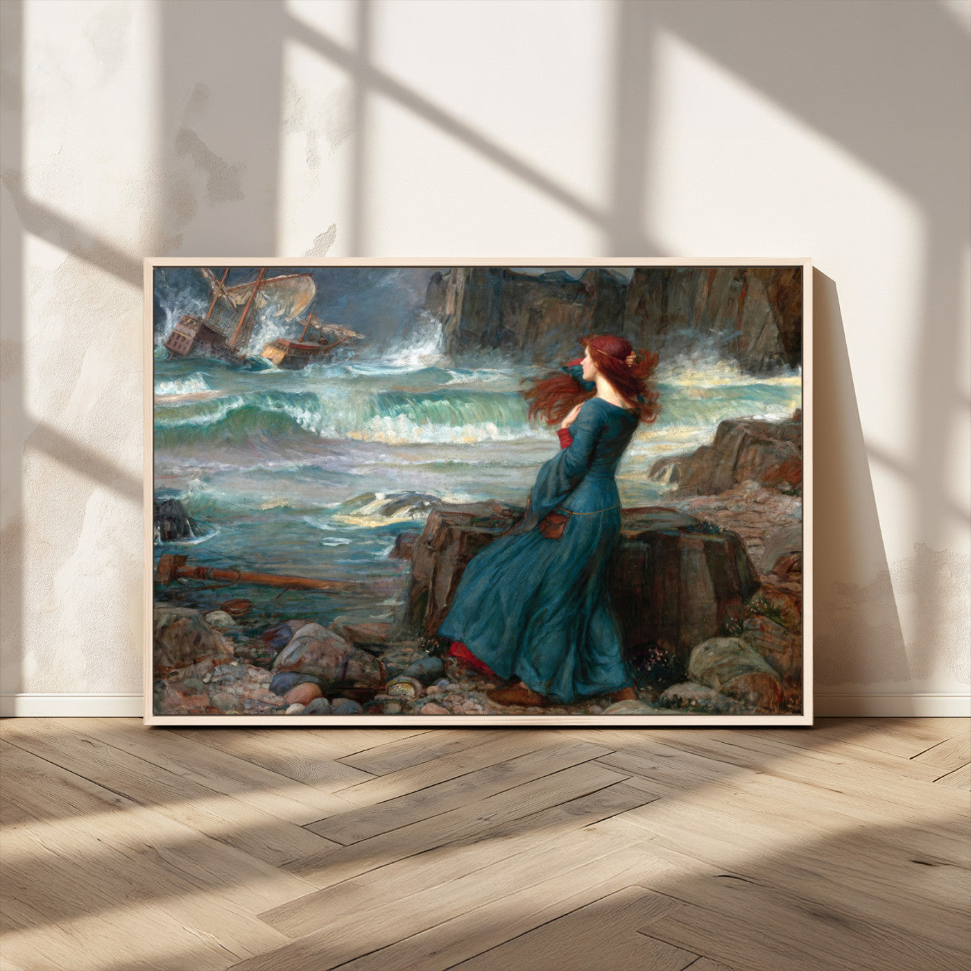 -Miranda by the Shore Wall Art Canvas Print – Tempest Scene Ocean Storm – Ready to Hang