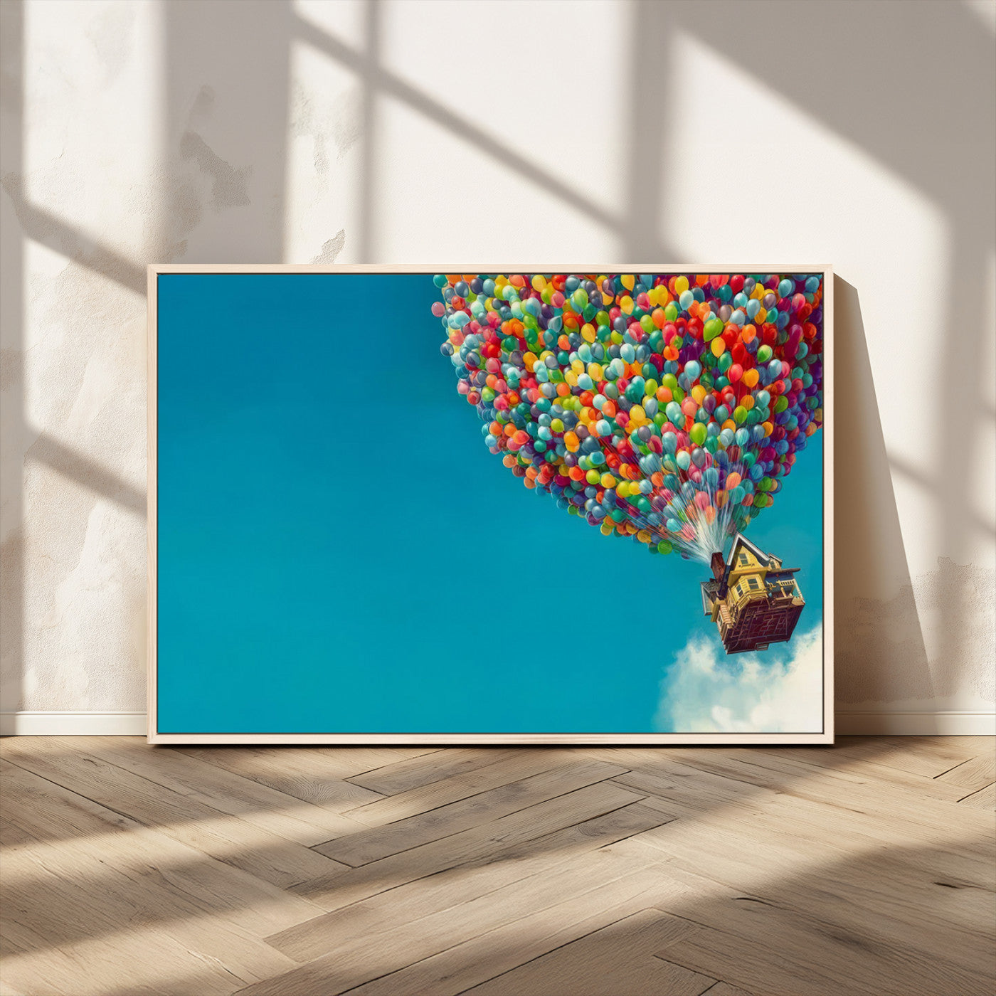 MGV-FC-36X24 - Carl Fredricksen, Up Movie Wall Art, Colorful Balloon House Art | Whimsical Wall Decor for Living