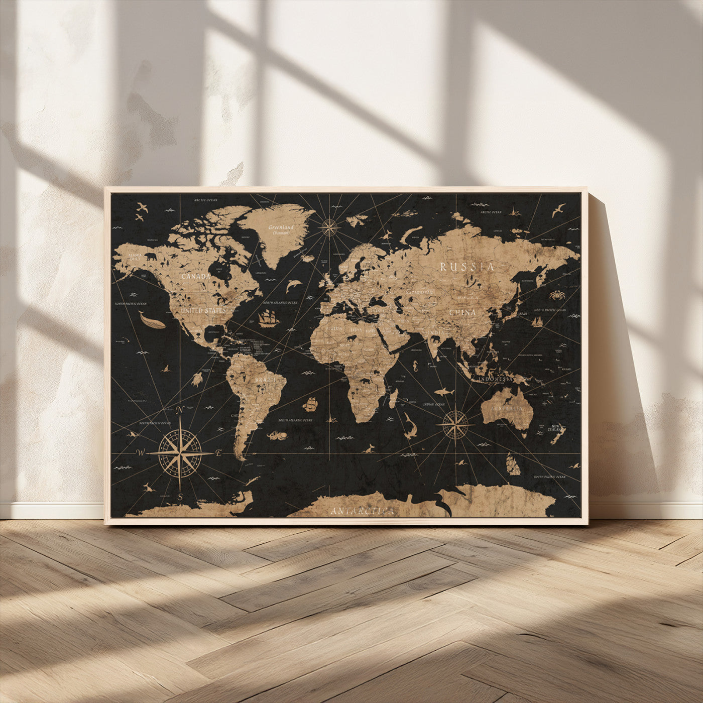 61023-MGV-CV-36X24-World Map Canvas Print – Framed Wall Art for Home Decor