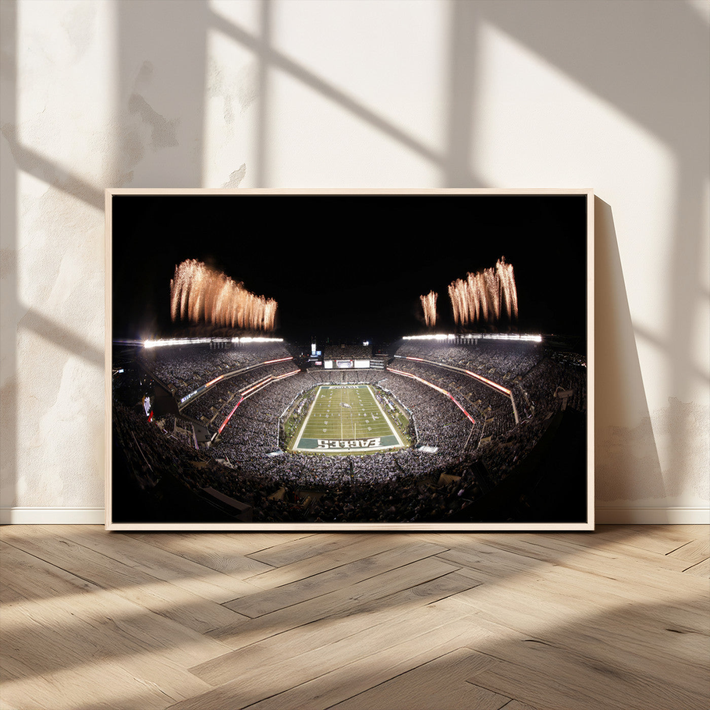48893-MGV-CV-36X24-Eagles Field Stadium Wall Art - Lincoln Financial Field Fireworks Game Triple Canvas Wall Art -