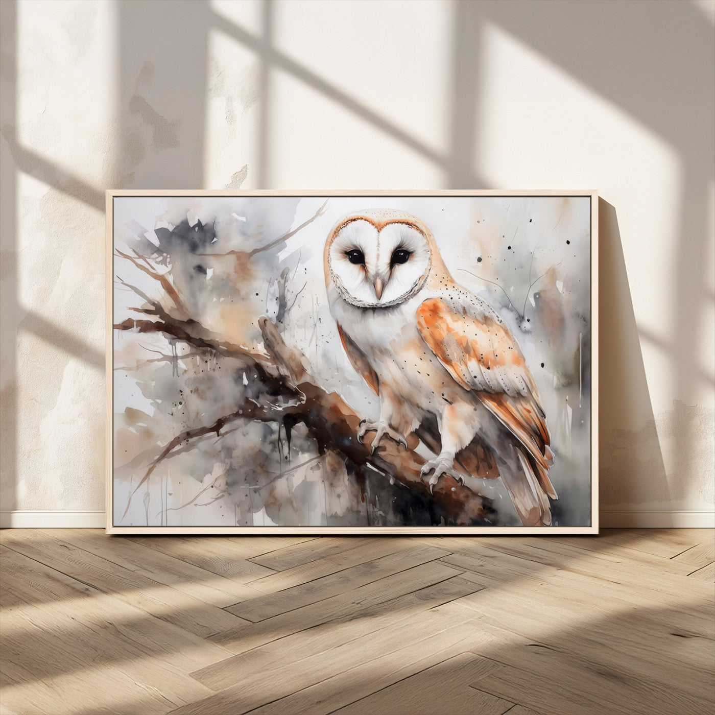 MGV-FC-36X24 - Barn Owl Wall Art | Watercolor Barn Owl Canvas Print | Perfect for Farmhouse Wall Decor | Ready to