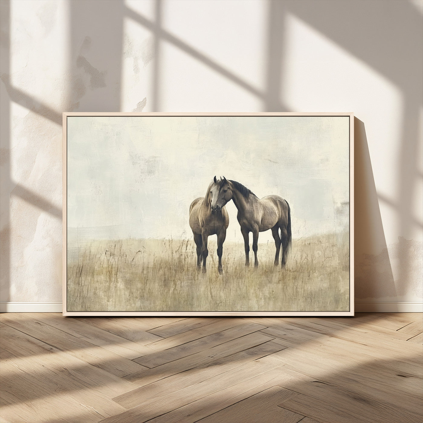 MGV-FC-36X24 - Chines Style Grunge Horses Wall Art Canvas Print