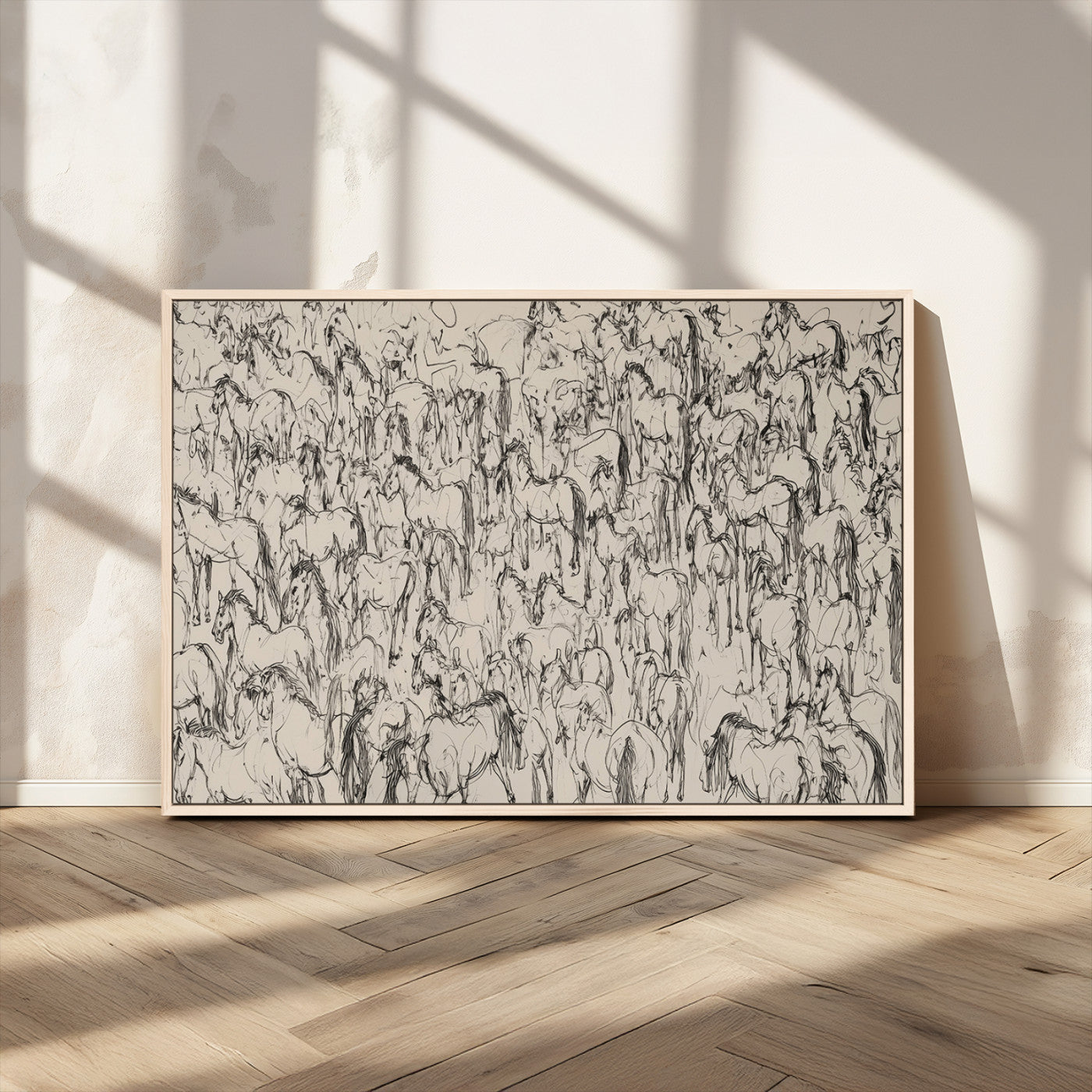 MGV-FC-36X24 - Abstract Horse Sketch Wall Art | Ready to Hang and Framed | Farmhouse Wall Decor for Living Room or