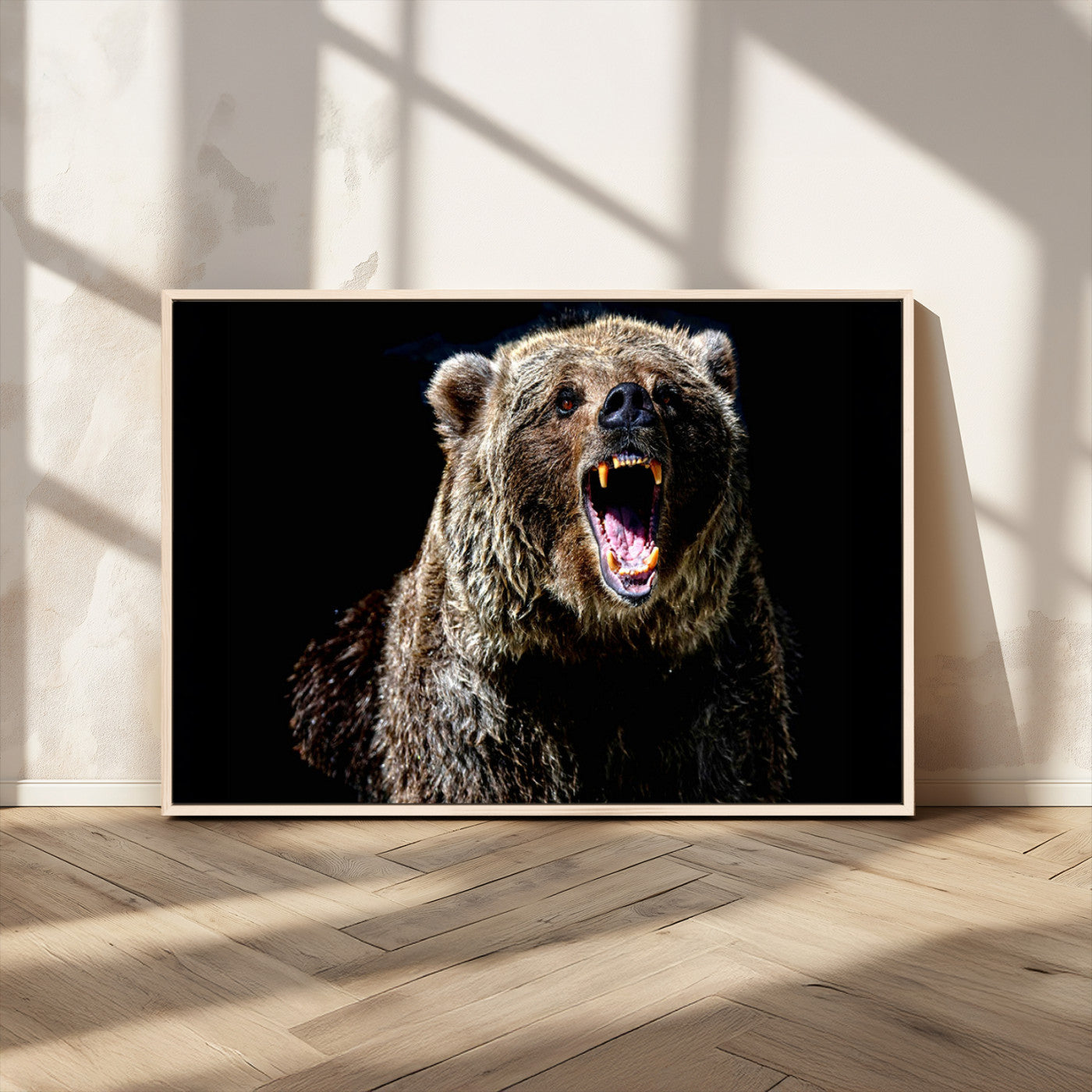 MGV-FC-36X24 - Grizzly Bear Canvas Print | Wildlife Wall Art for Cabin Decor | Ready to Hang Framed