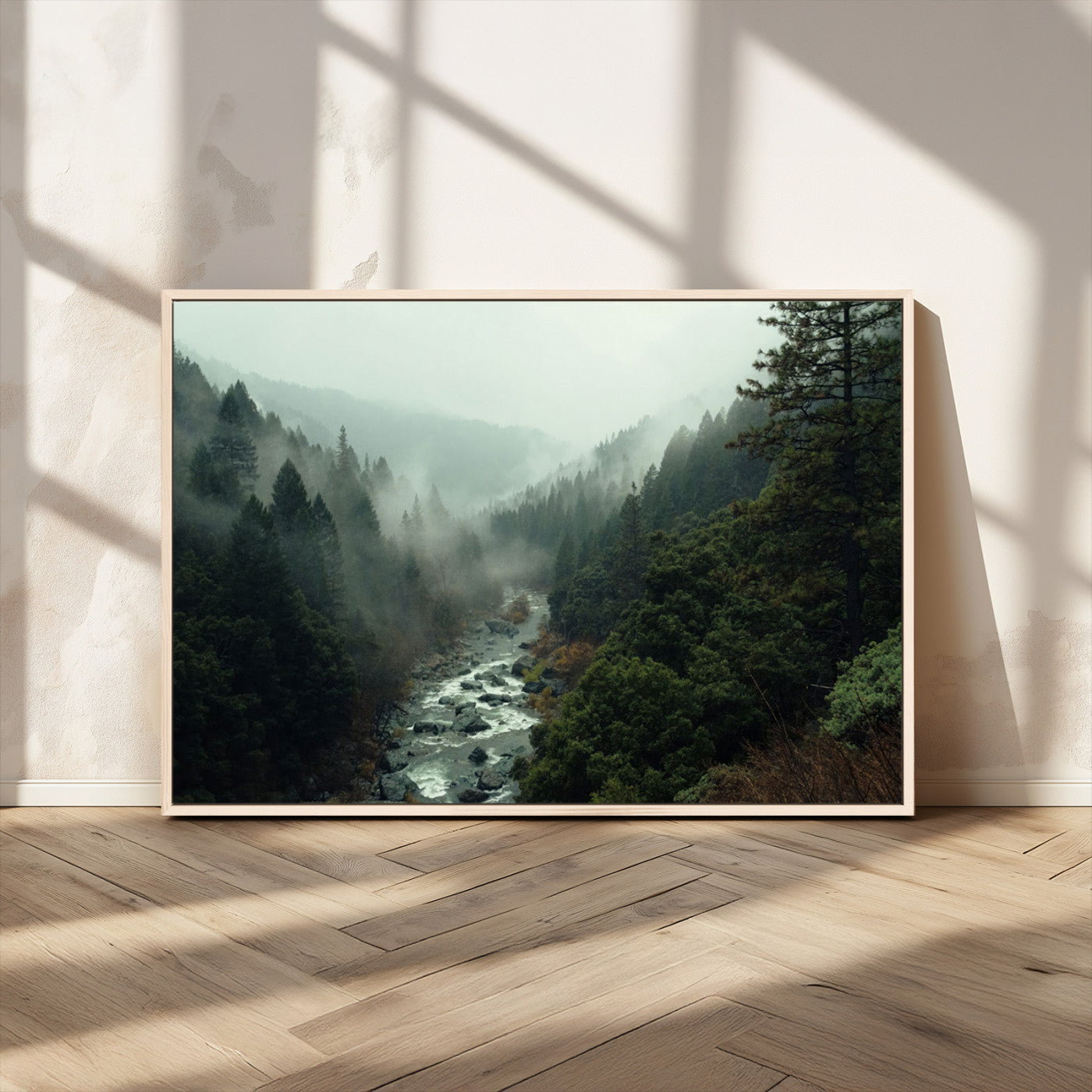 MGV-FC-36X24 - Misty Forest Wall Art | Ready to Hang and Framed | Tranquil Nature Landscape for Living Room or