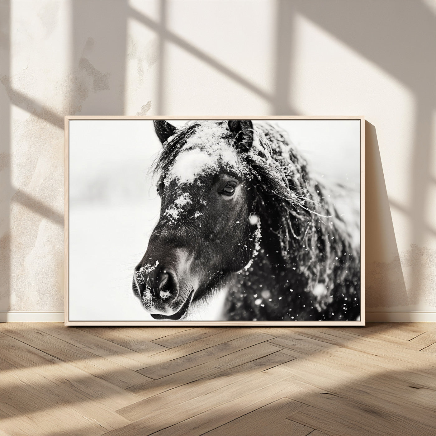 MGV-FC-36X24 - Framed Black and White Horse Wall Art | Ready to Hang and Framed | Farmhouse and Western Wall Decor
