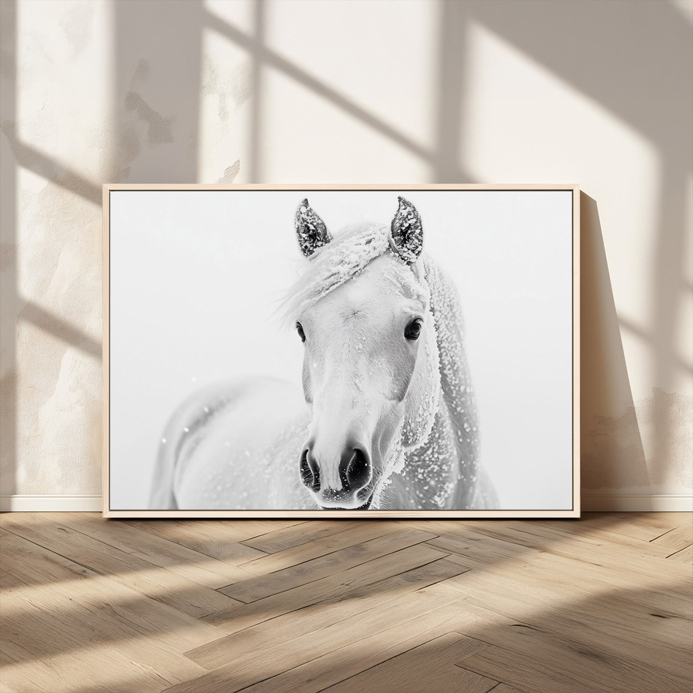 MGV-FC-36X24 - Majestic White Horse Wall Art | Ready to Hang and Framed | Farmhouse Wall Decor for Living Room