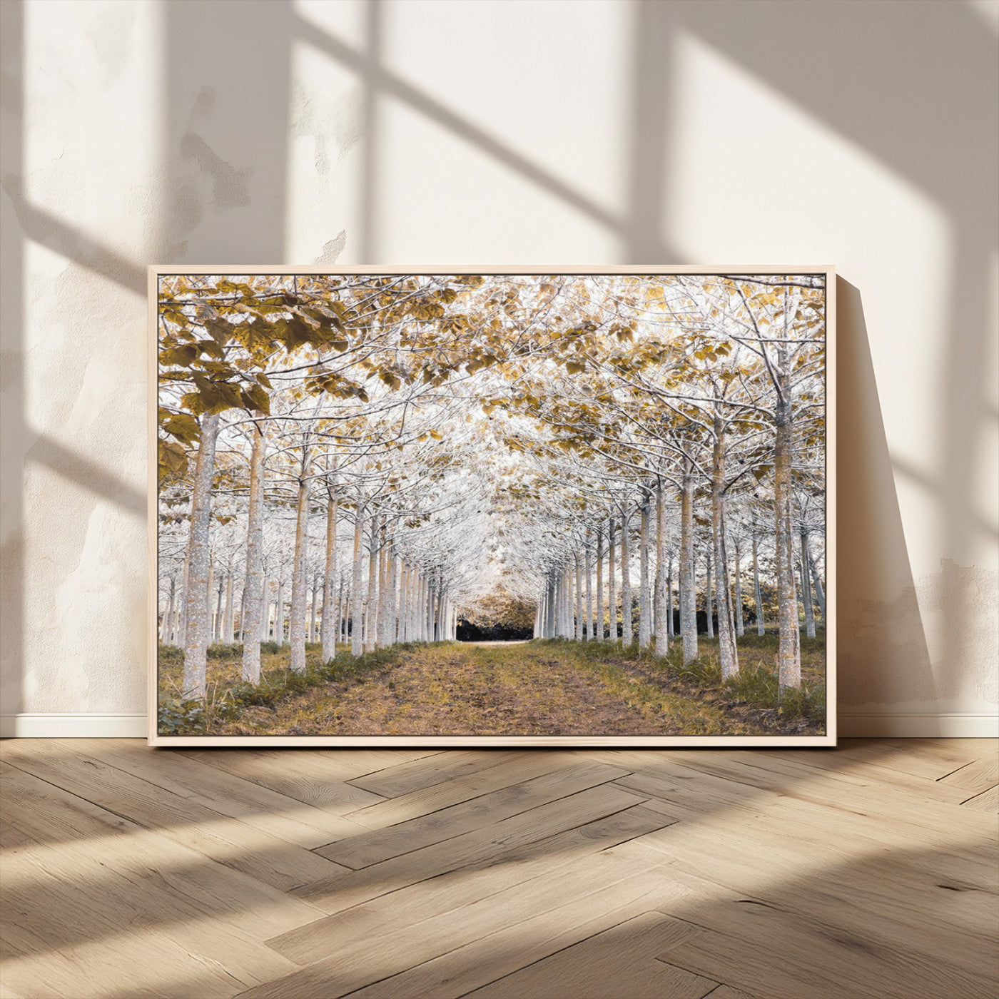MGV-FC-36X24 - Forest Grove Wall Art | Serene Pathway Canvas Print | Ready to Hang and Framed Nature Wall Decor for