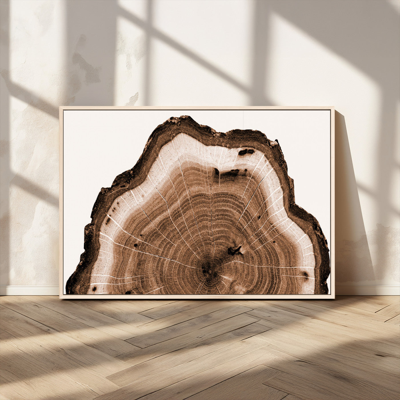 45195-MGV-CV-36X24-Rustic Wood Rings Wall Art | Nature-Inspired Tree Ring Canvas Print | Ready to Hang and Framed for