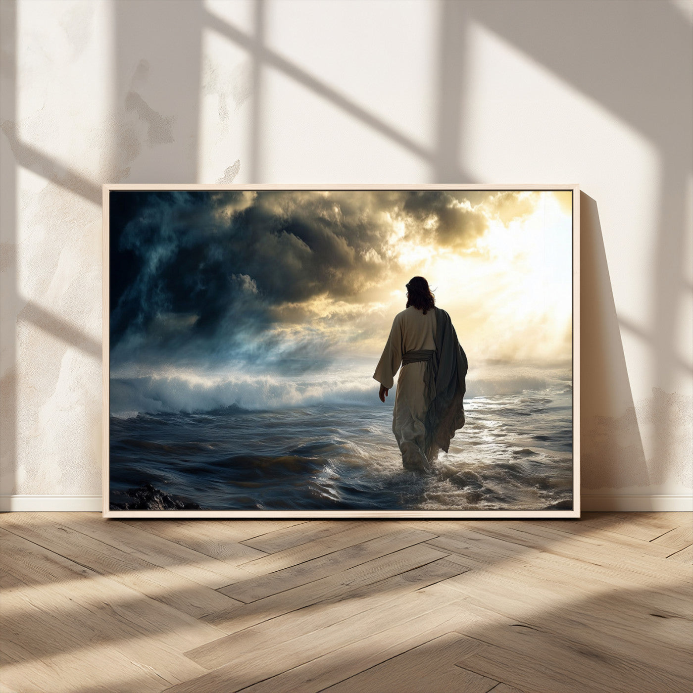 MGV-FC-36X24 - Jesus Walking on Water Wall Art | Canvas Print | Ready to Hang | Christian Home Decor | Spiritual