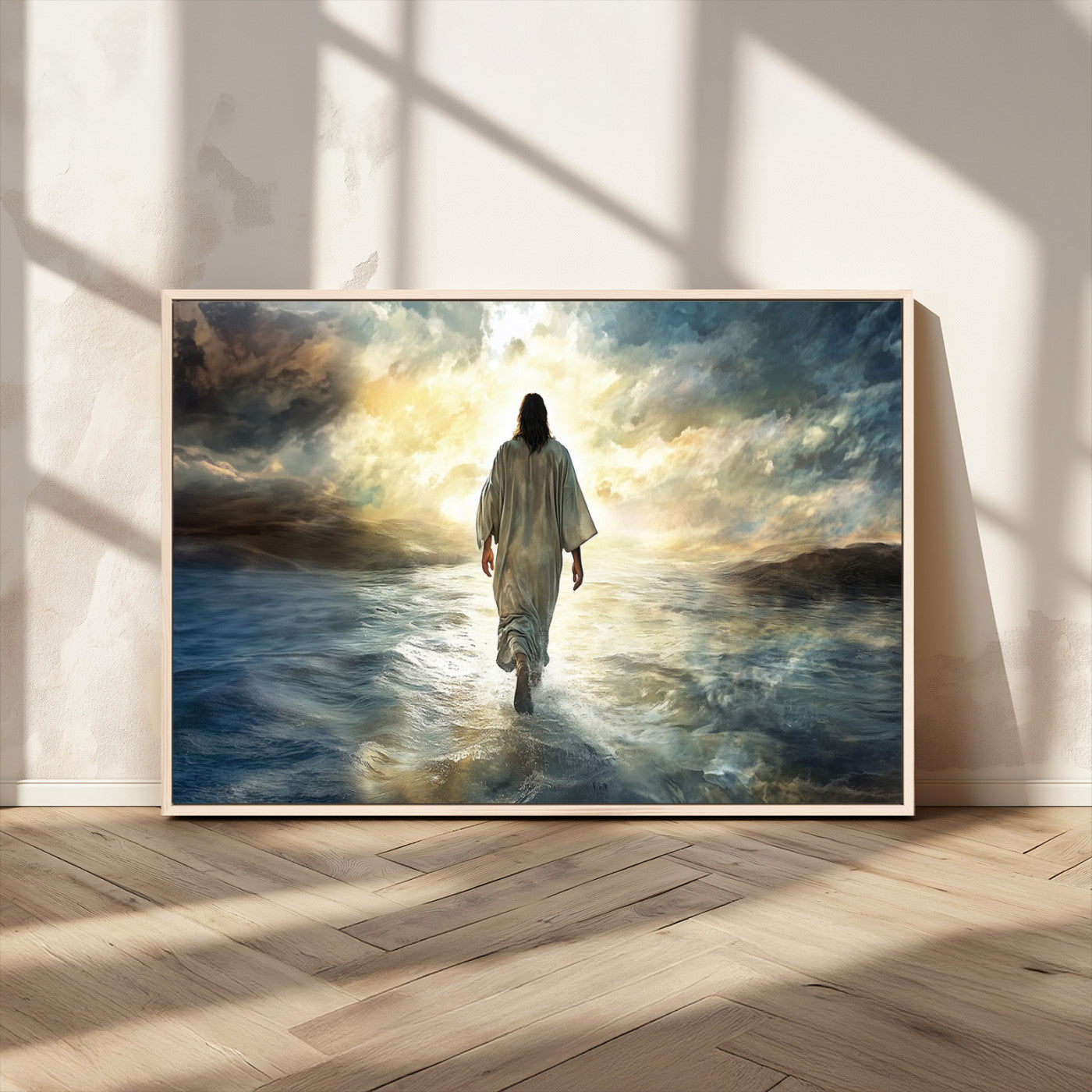 MGV-FC-36X24 - Jesus Walking on Water Wall Art | Canvas Print | Ready to Hang | Christian Home Decor | Spiritual
