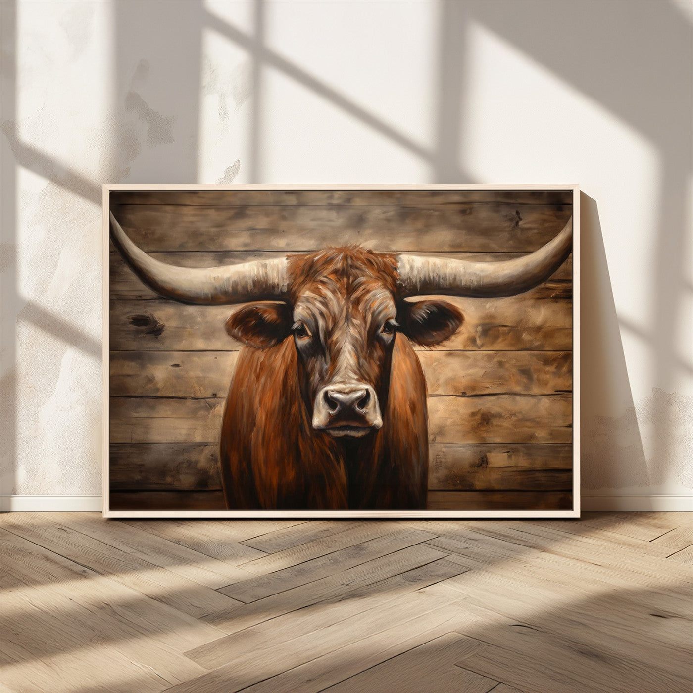 77556-MGV-CV-36X24-Longhorn Bull Wall Art | Canvas Print | Ready to Hang | Rustic Farmhouse Wall Decor | Western Barn