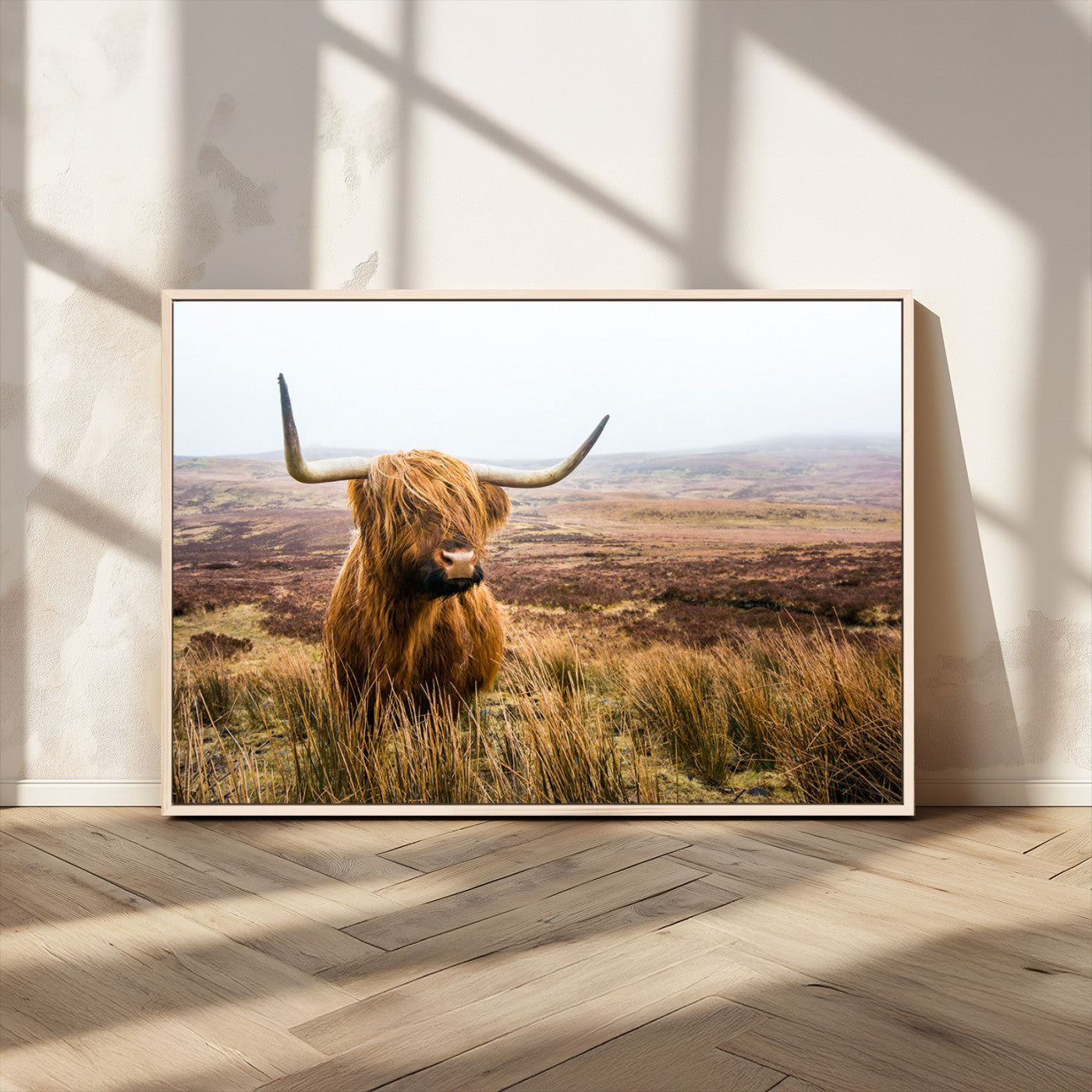 97274-MGV-CV-36X24-Scottish Highland Cow Canvas Wall Art – Rustic Farmhouse Charm with Highland Cattle – Ready to Hang