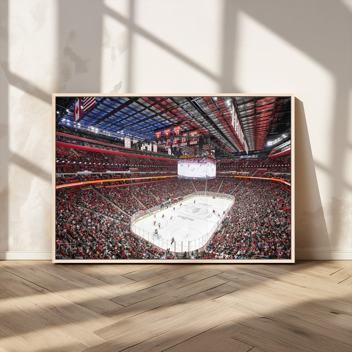 MGV-FC-36X24 - Barton Malow Little Caesars Arena Detroit Wall Art Canvas Print - Detroit Hockey and Basketball
