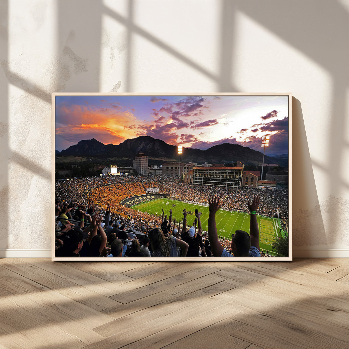 MGV-FC-36X24 - Framed Colorado Buffaloes Football Team Print - Boulder Folsom Field Stadium Wall Art Canvas Print
