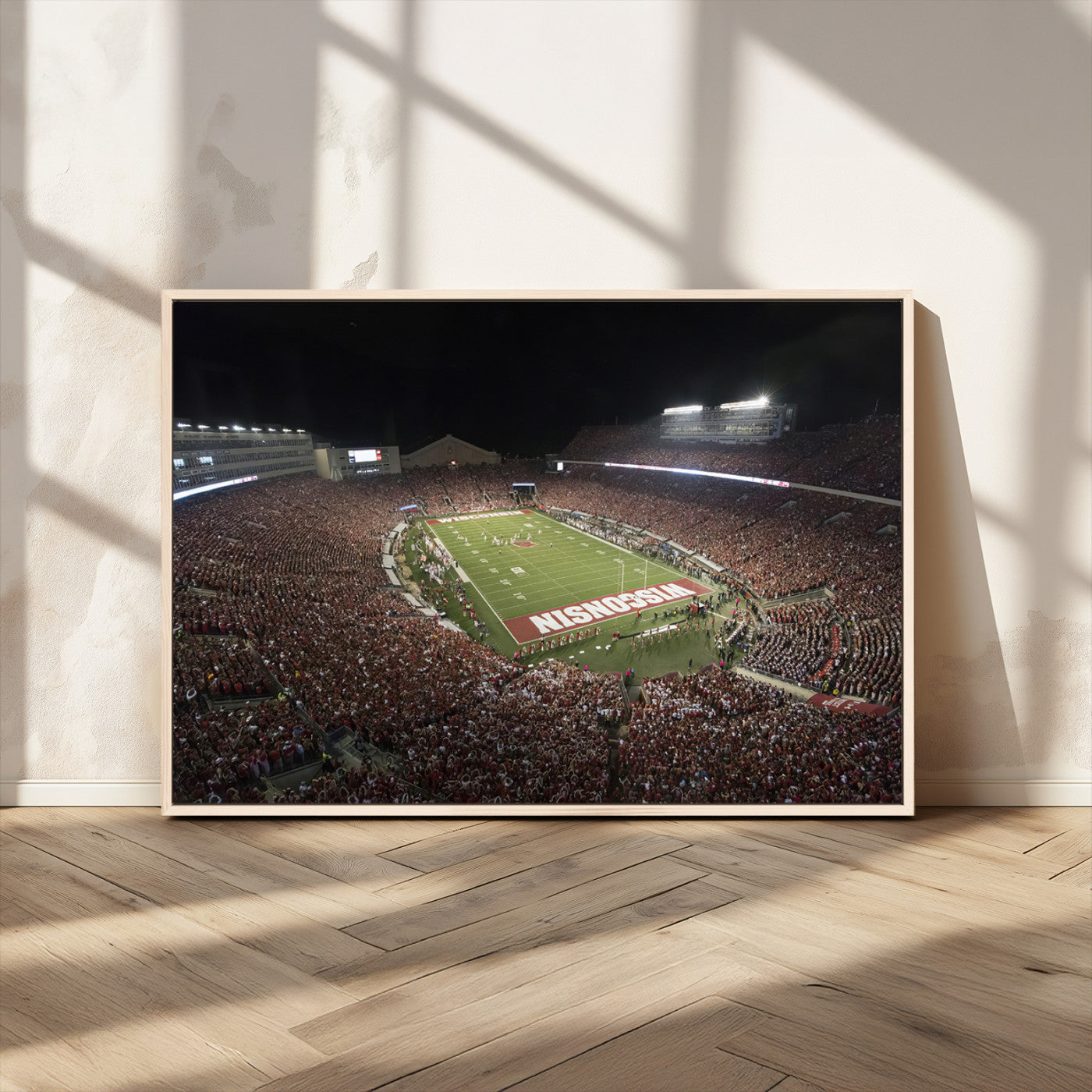 MGV-FC-36X24 - Wisconsin Badgers Football Team Print - Madison Camp Randall Stadium Wall Art Canvas Print