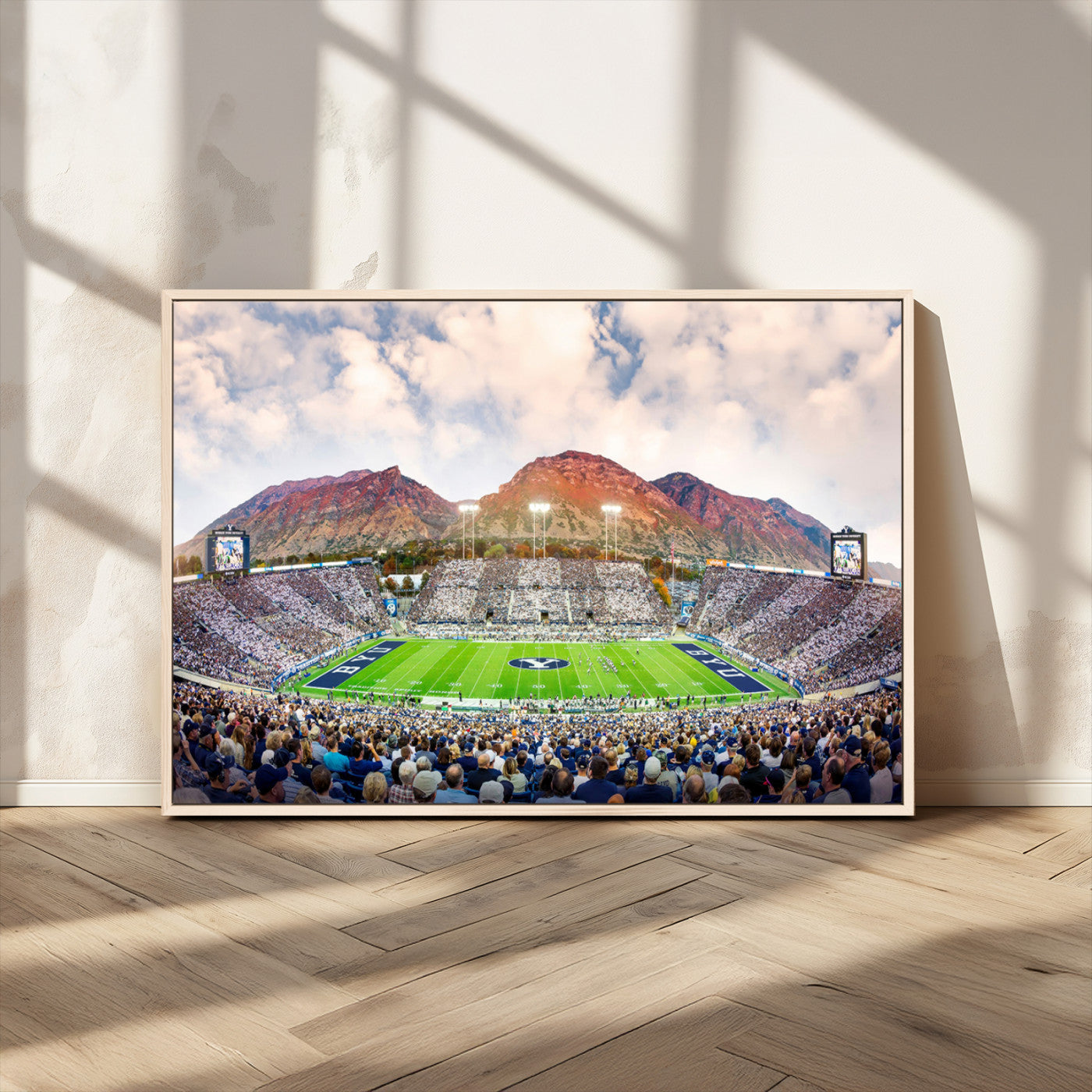 MGV-FC-36X24 - Brigham Young University Cougars Football Team Print - Provo LaVell Edwards Stadium Wall Art Canvas