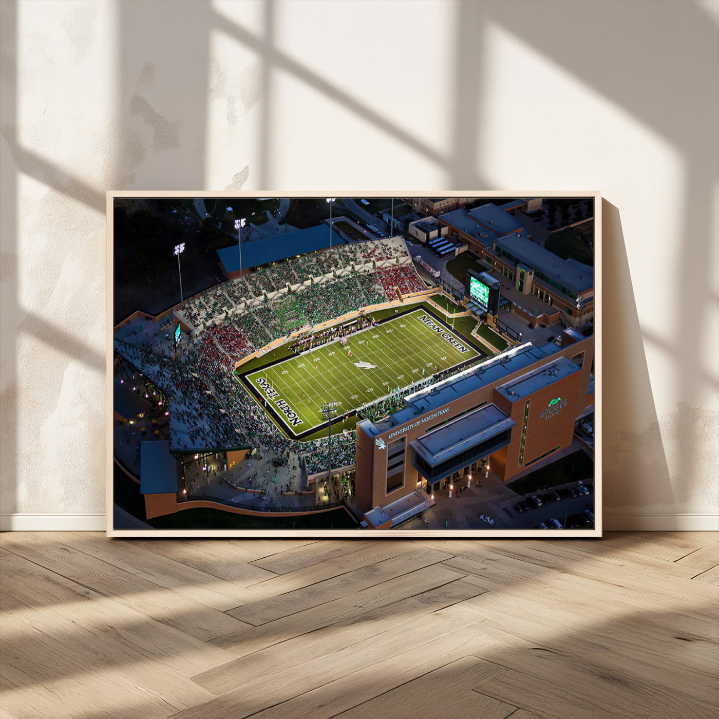 MGV-FC-36X24 - University of North Texas Mean Green Football Artwork, Football Team Print - Denton DATCU Stadium