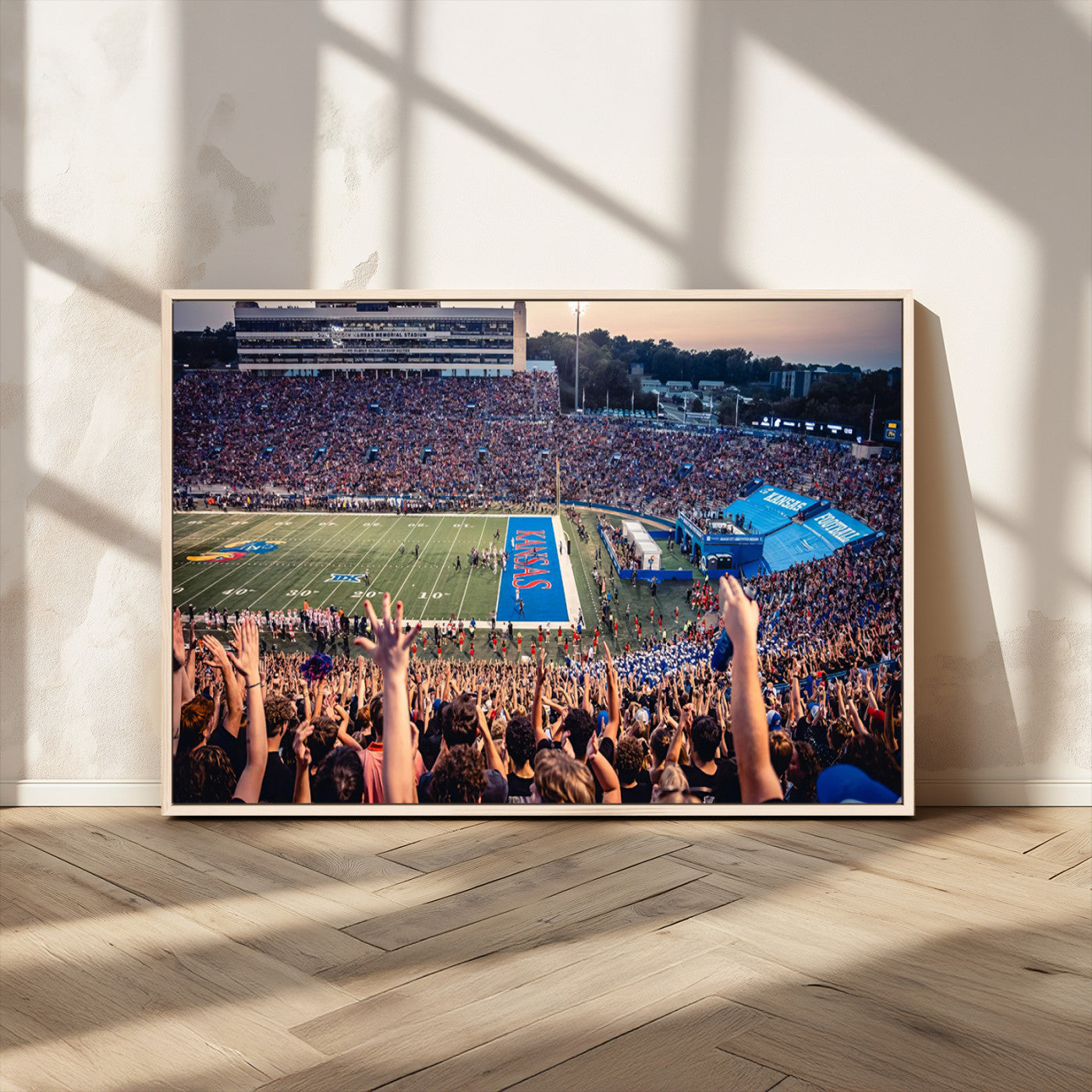 MGV-FC-36X24 - University of Kansas Jayhawks Football Team Art Print - Lawrence Kansas Memorial Stadium Wall Art