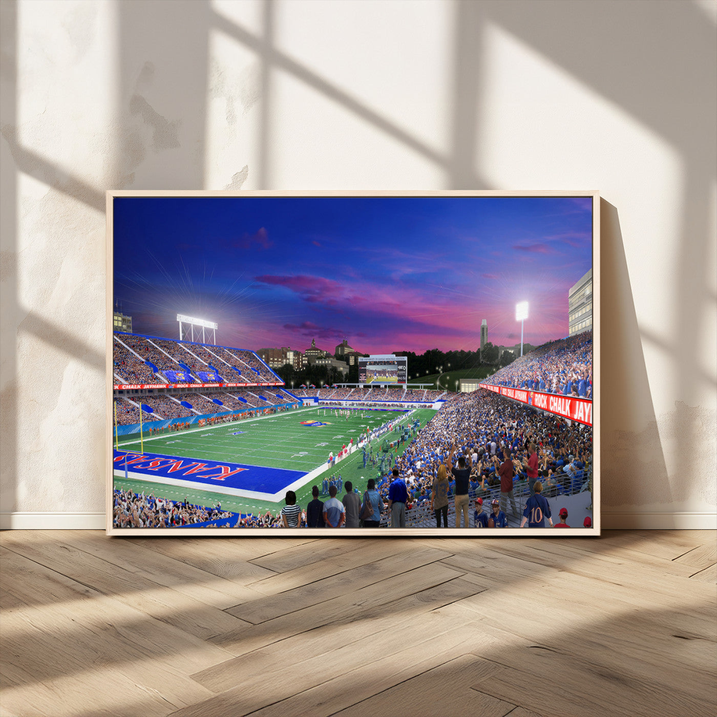 MGV-FC-36X24 - University of Kansas Jayhawks Football Team Print Canvas- Lawrence Kansas Memorial Stadium Wall Art