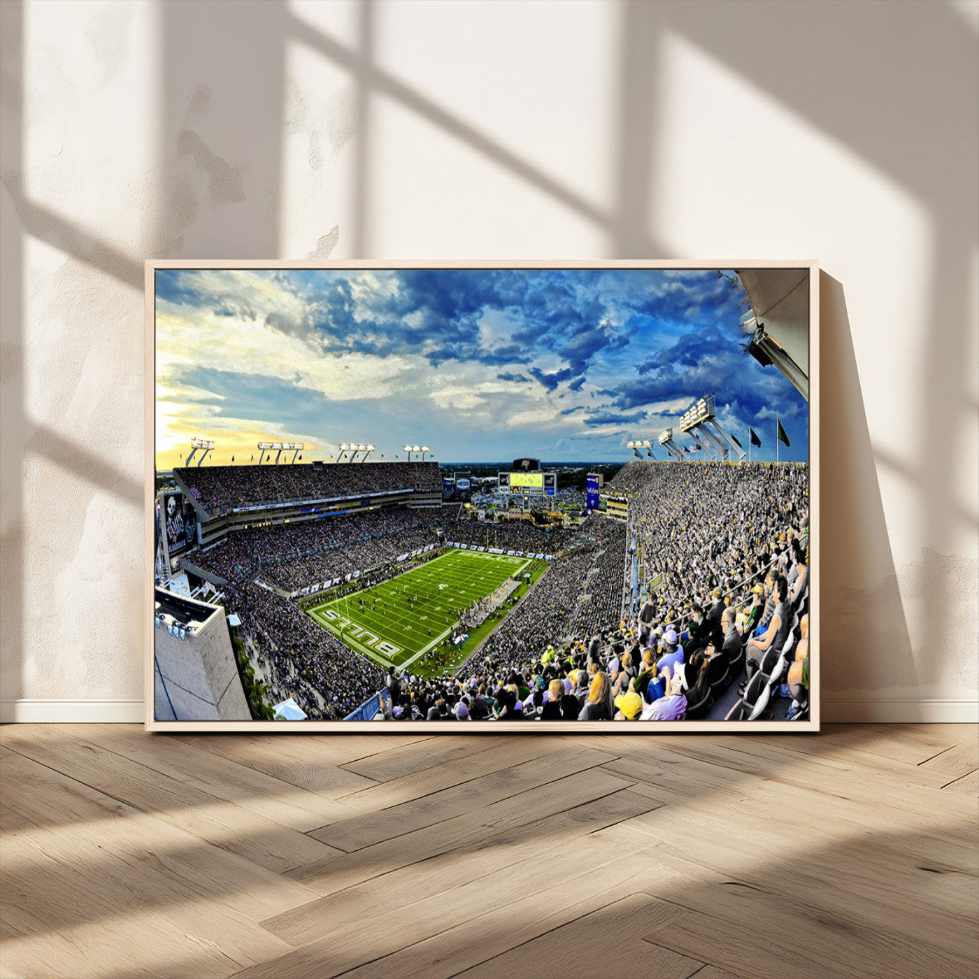 MGV-FC-36X24 - Framed USF Bulls Football Team Print - Tampa Raymond James Stadium Wall Art Canvas Print