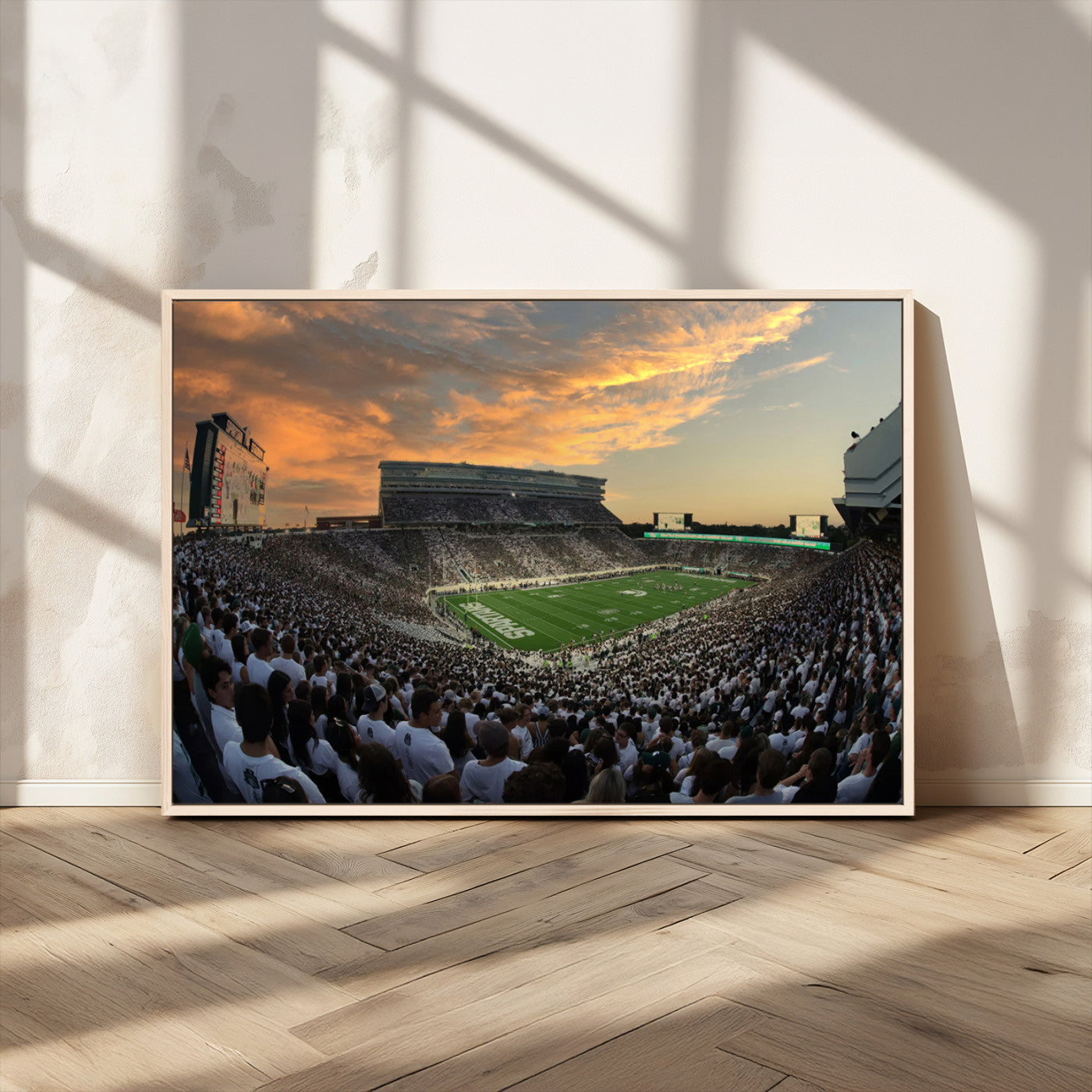 MGV-FC-36X24 - Michigan State Spartans Football Team Print - East Lansing Spartan Stadium Wall Art Canvas Print