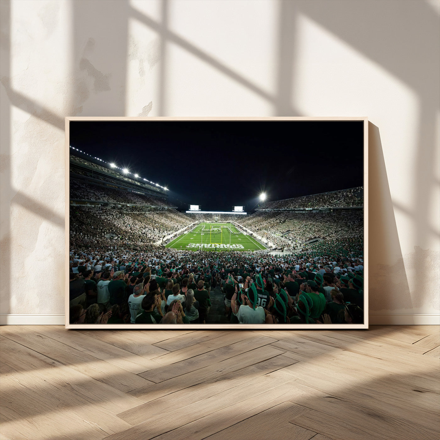 MGV-FC-36X24 - Framed Michigan State Spartans Football Team Print - East Lansing Spartan Stadium Wall Art Canvas