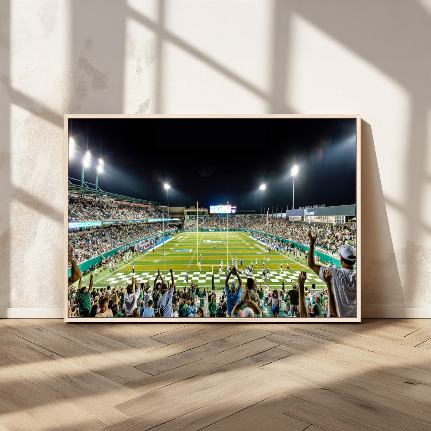 MGV-FC-36X24 - The Tulane University Green Wave Football Team Print - New Orleans Yulman Stadium Wall Art Canvas