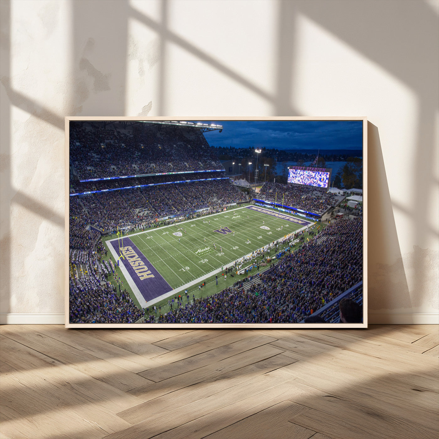 MGV-FC-36X24 - The University of Washington Huskies Football Team Print - Seattle Husky Stadium Wall Art Canvas