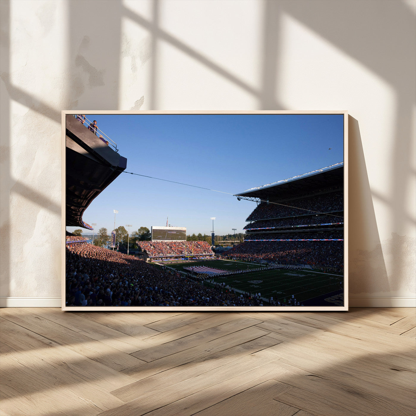 MGV-FC-36X24 - The University of Washington Huskies Football Team Print - Seattle Husky Stadium Wall Art Canvas