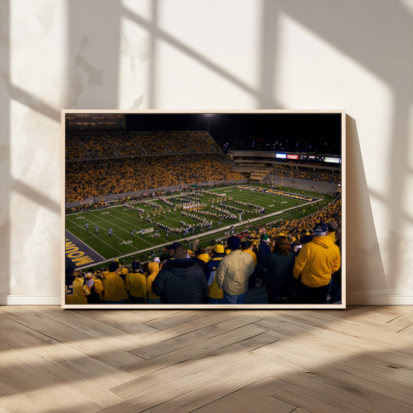 MGV-FC-36X24 - West Virginia Uni Mountaineers Football Team Print - Milan Puskar Stadium Canvas Print Wall Art,
