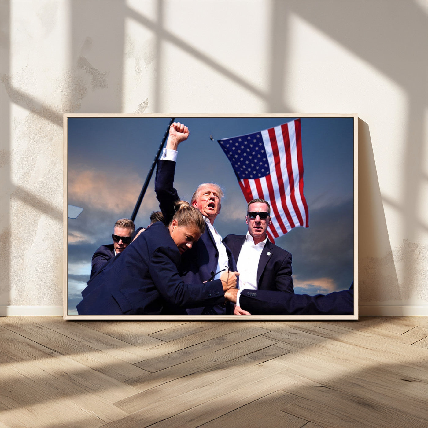MGV-FC-36X24 - Donald Trump Assassination Attempt Wall Art Print, Trump Historic Footage - Iconic Reaction by Trump