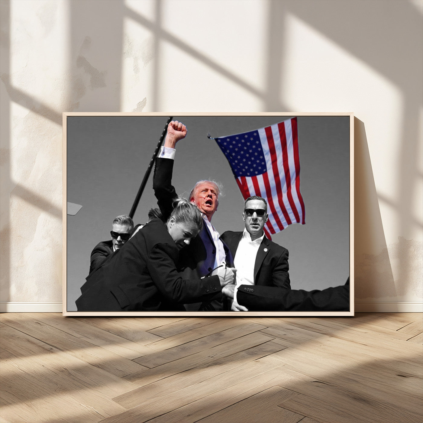 MGV-FC-36X24 - Donald Trump Assassination Attempt Wall Art Print, Trump Historic Footage - Iconic Reaction by Trump